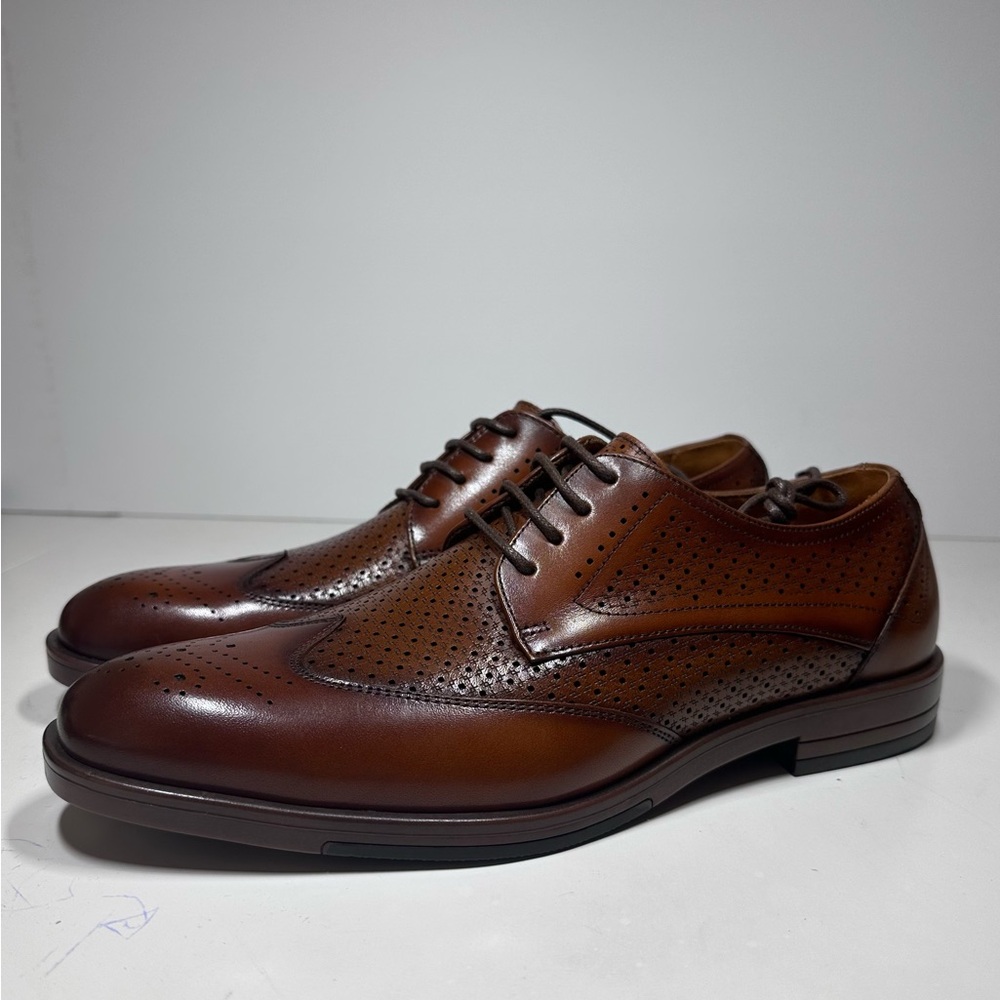 Stacy Adams Asher Wingtip Lace Up Men's Shoes Leather Cognac 25653-221